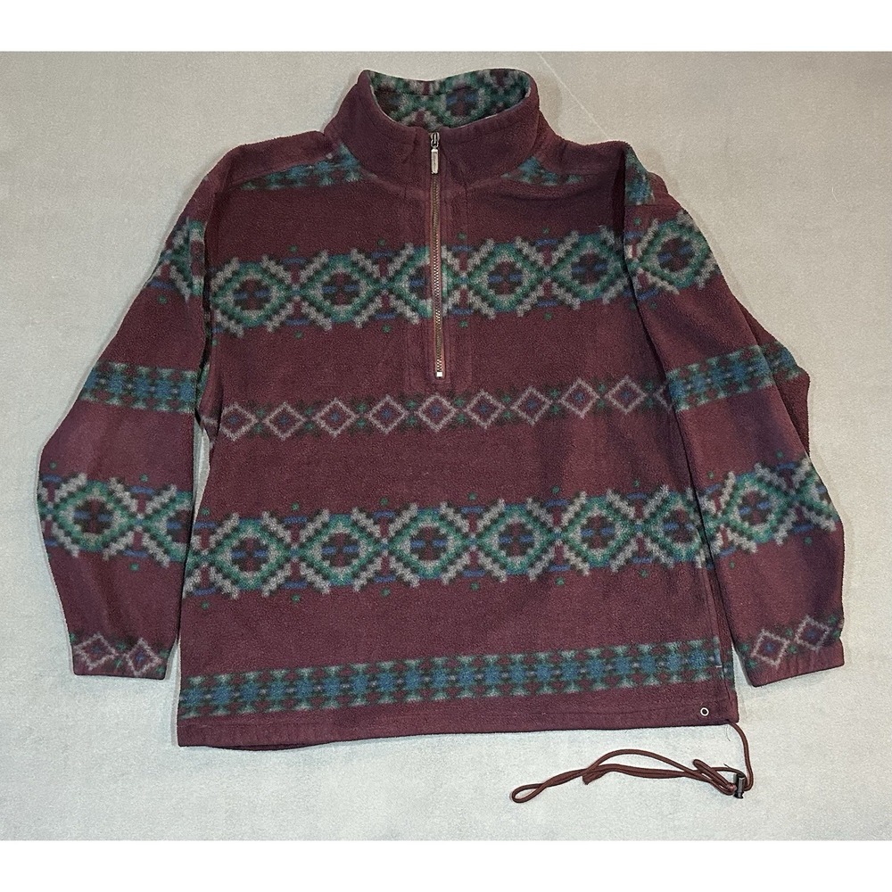Vintage Eddie Bauer Fleece‎ Polartec Quarter Zip Mens L Made In USA 90s Pullover